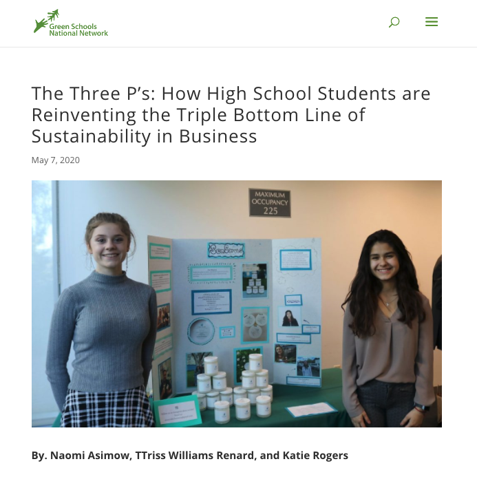 The Three P’s: How High School Students are Reinventing the Triple Bottom Line of Sustainability in Business