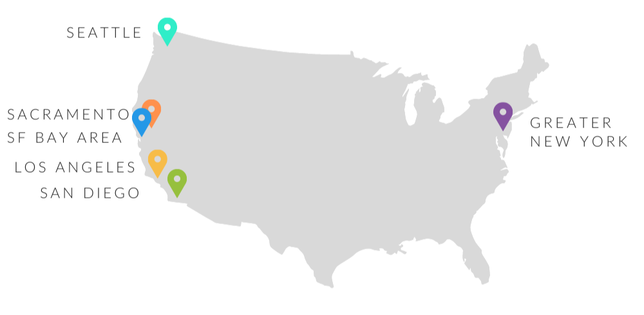 Map of our office locations in the US