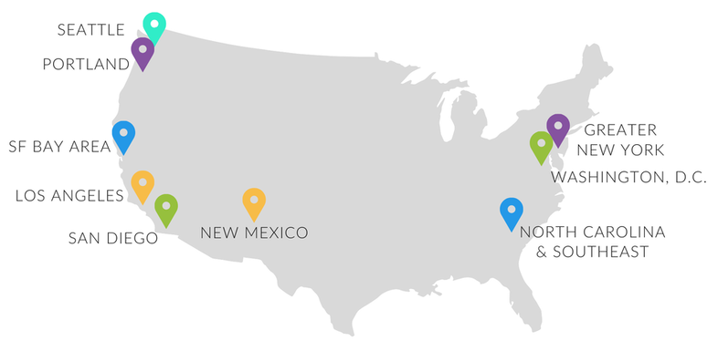 Map of our office locations in the US